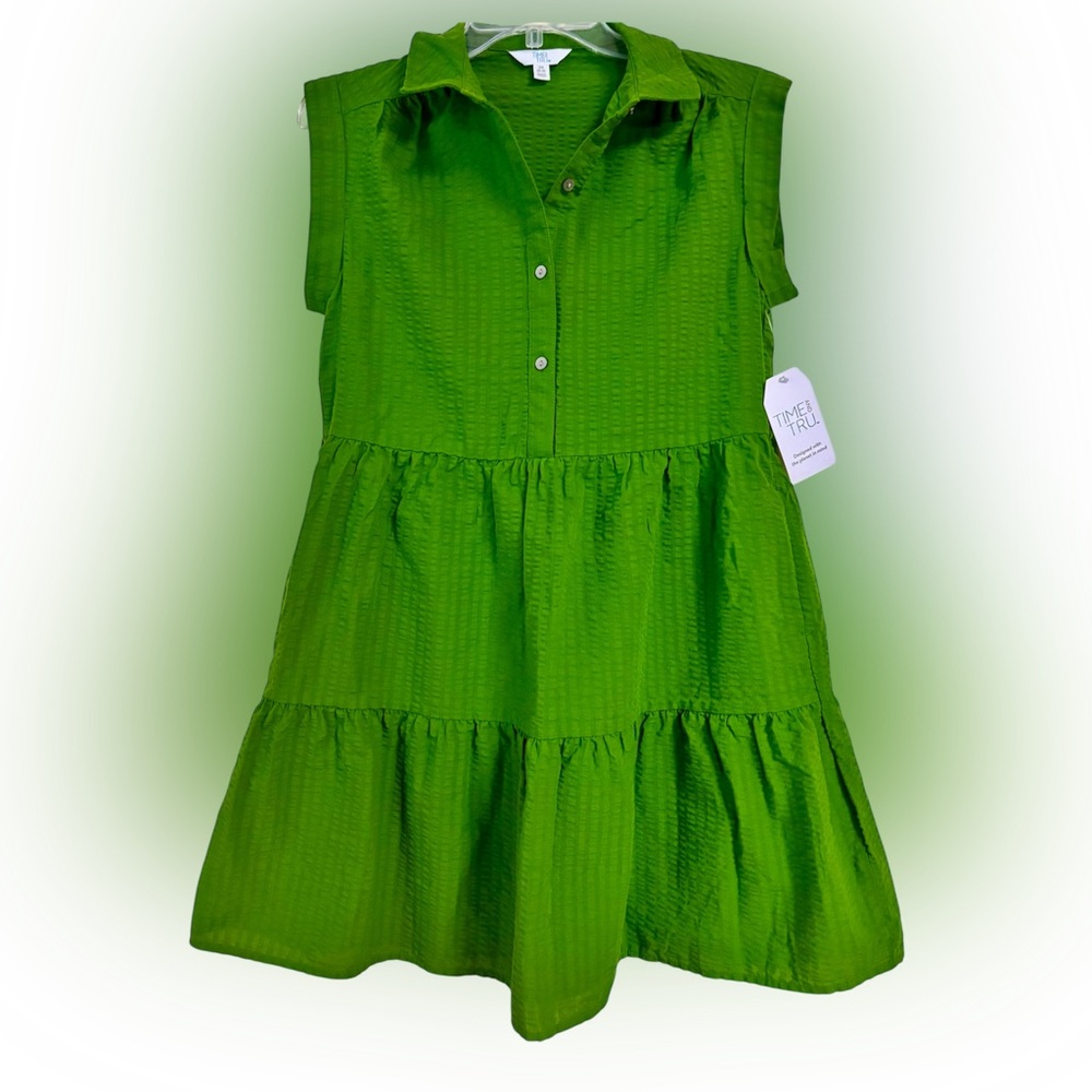 Time and Tru Women's Tiered Mini Shirtdress Sizes XS X-Small